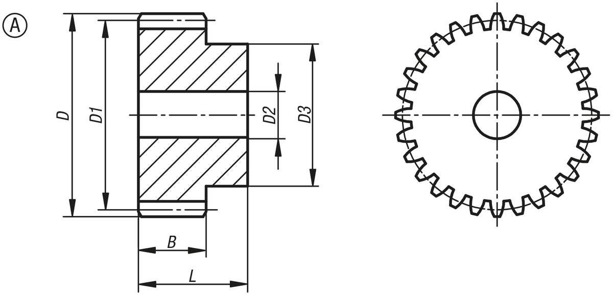 Norelem 22400-0125250015, Stirnzahnrad gerade, Stahl, blank-1