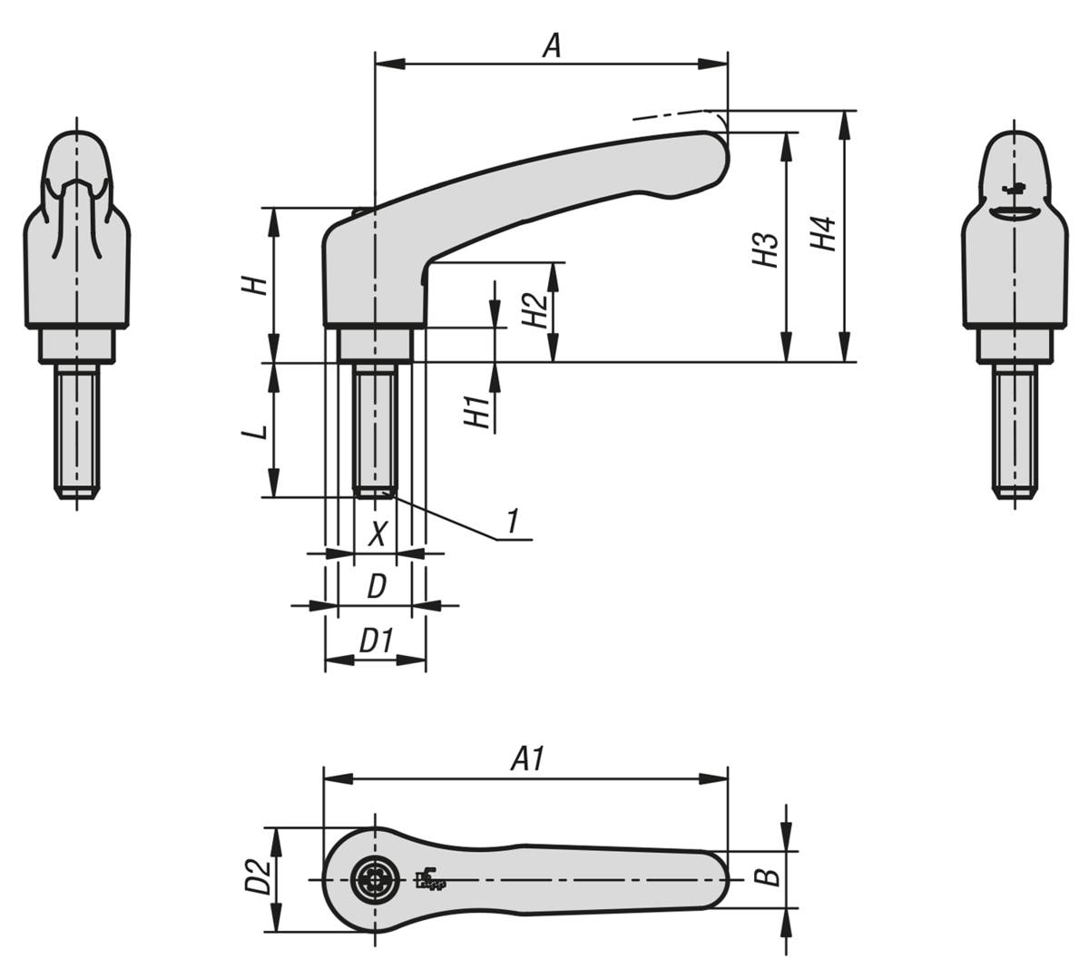 Norelem 06610-55-9051X25, Klemmhebel Hochleistungsthermoplast-1