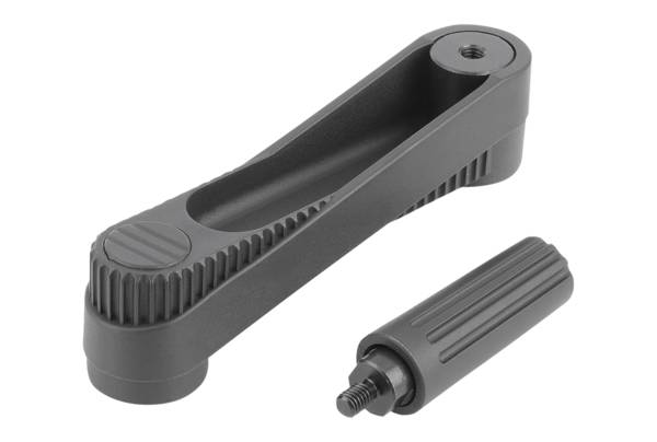 Norelem 06500-321204, Handkurbel Passbohrung mit Nut, Thermoplast, schwarzgrau