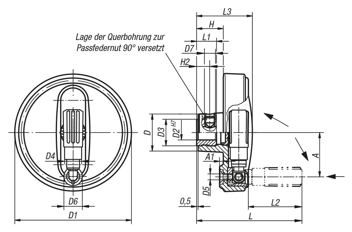 Norelem 06265-312512, Handrad Passbohrung, Thermoplast-1