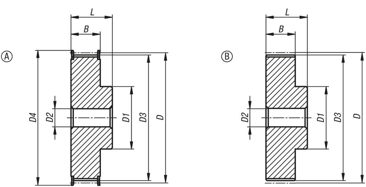 Norelem 22003-101627, Zahnriemenscheibe Aluminium, blank-1