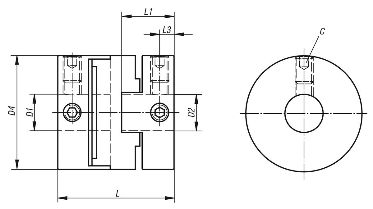 Norelem 23032-0016, Kreuzschieberkupplung Klemmung mit Gewindestift, Aluminium-1