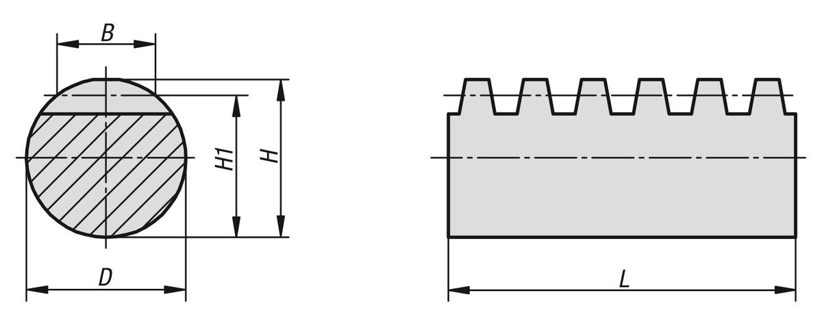 Norelem 22425-20-130180X1000, Zahnstange gerade, Edelstahl, blank-1