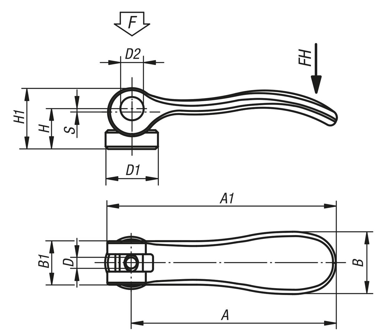 Norelem 04232-10-75011AD, Exzenterhebel Alum., pulverbeschichtet-1