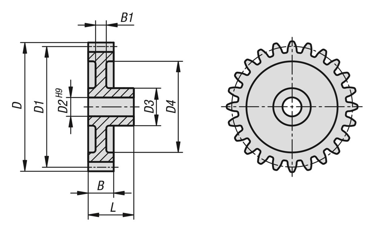 Norelem 22402-1070021, Stirnzahnrad gerade, Polyacetal-1