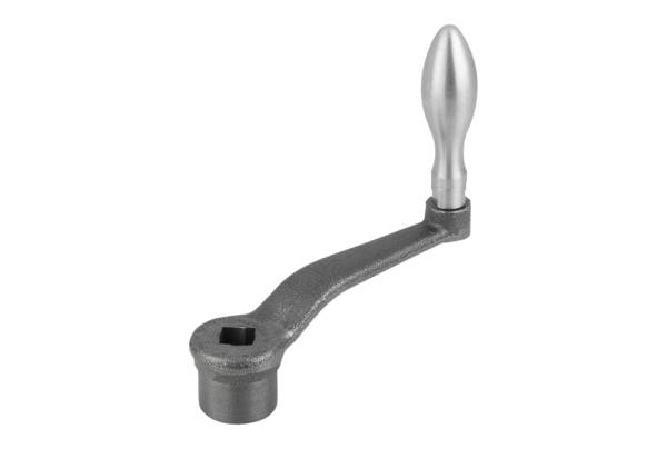 Norelem 06480-208X10, Handkurbel Innenvierkant, Grauguss, gestrahlt