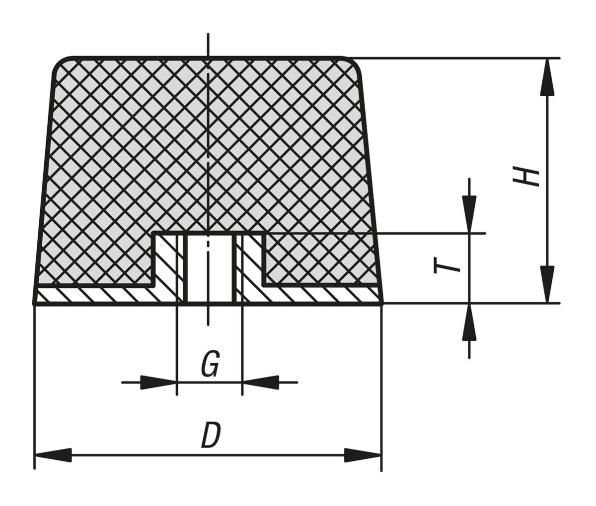 Norelem 26113-01-05002257, Gummipuffer konisch, Edelstahl A4-1