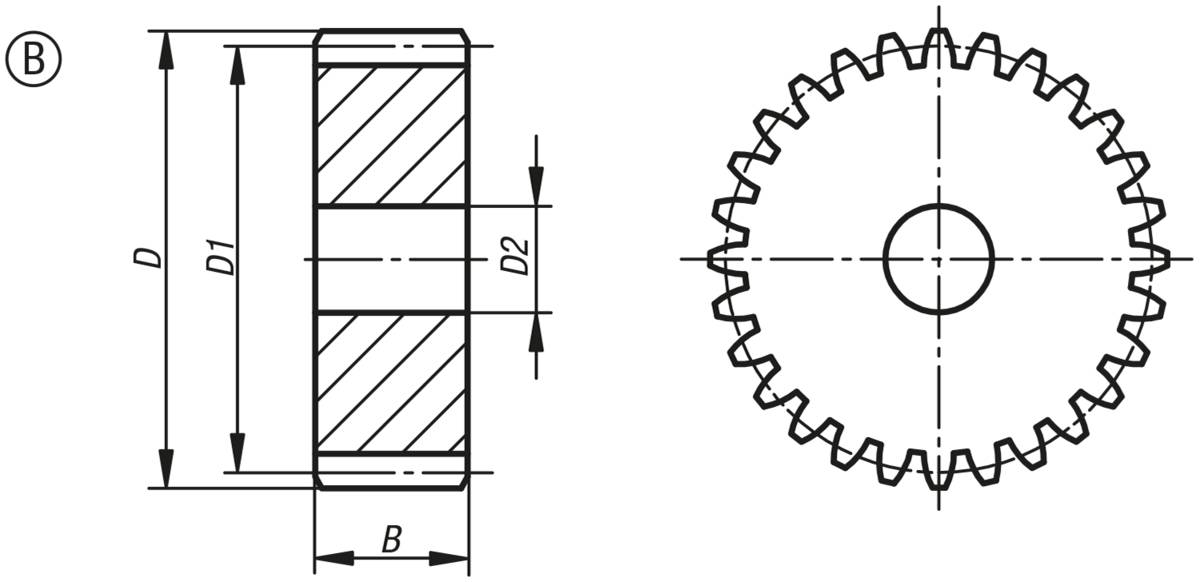 Norelem 22400-0215170085, Stirnzahnrad gerade, Stahl, blank-1