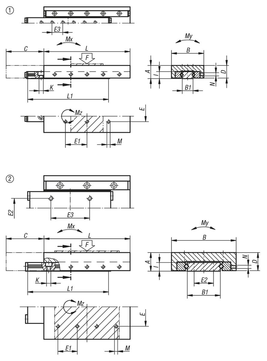 Norelem 21035-0300651, Mini-Schlittenführung rollengelagert, Aluminium-1