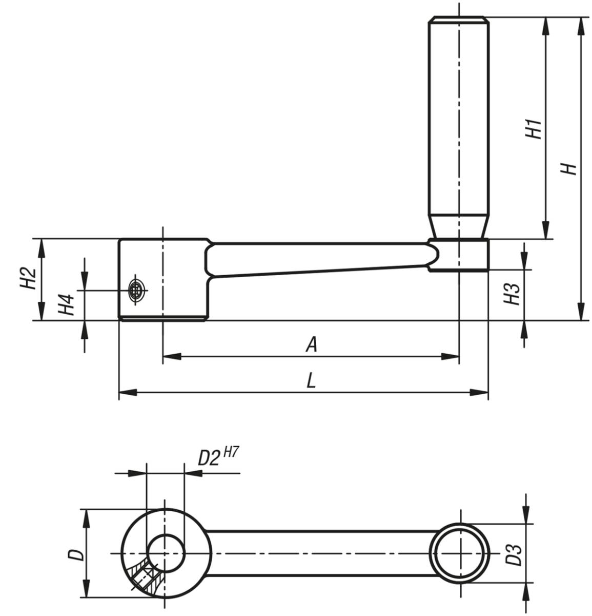 Norelem 06505-3314, Handkurbel Passbohrung, Edelstahl, blank-1