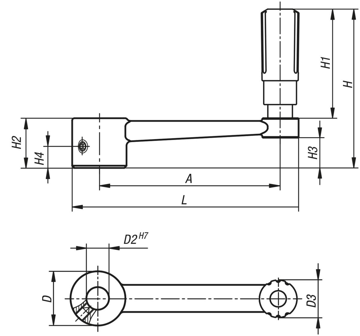 Norelem 06506-3212, Handkurbel Passbohrung, Edelstahl, blank-1