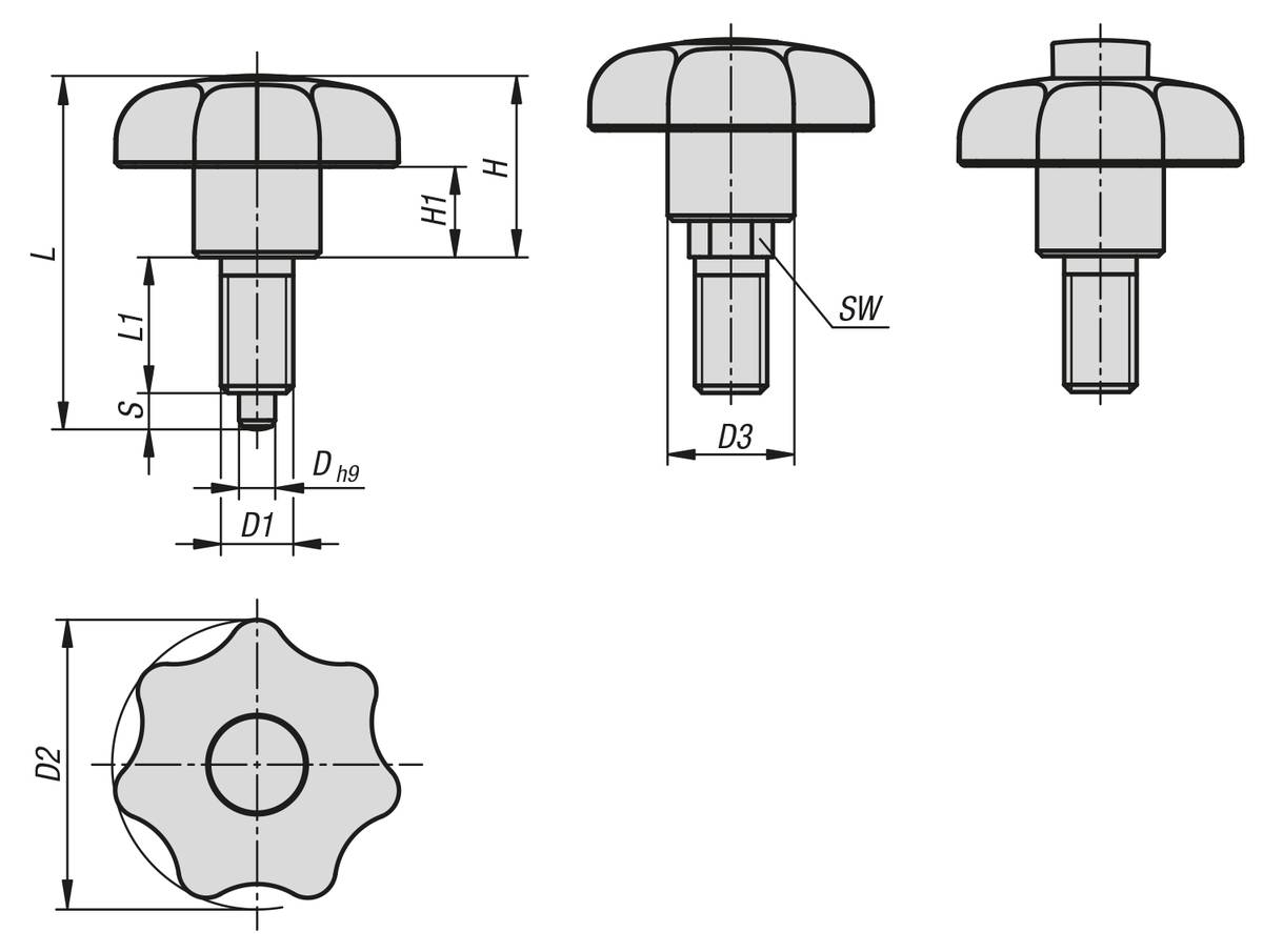 Norelem 03191-312061, Arretier- Und Spanngriff mit optischer Verriegelung-1