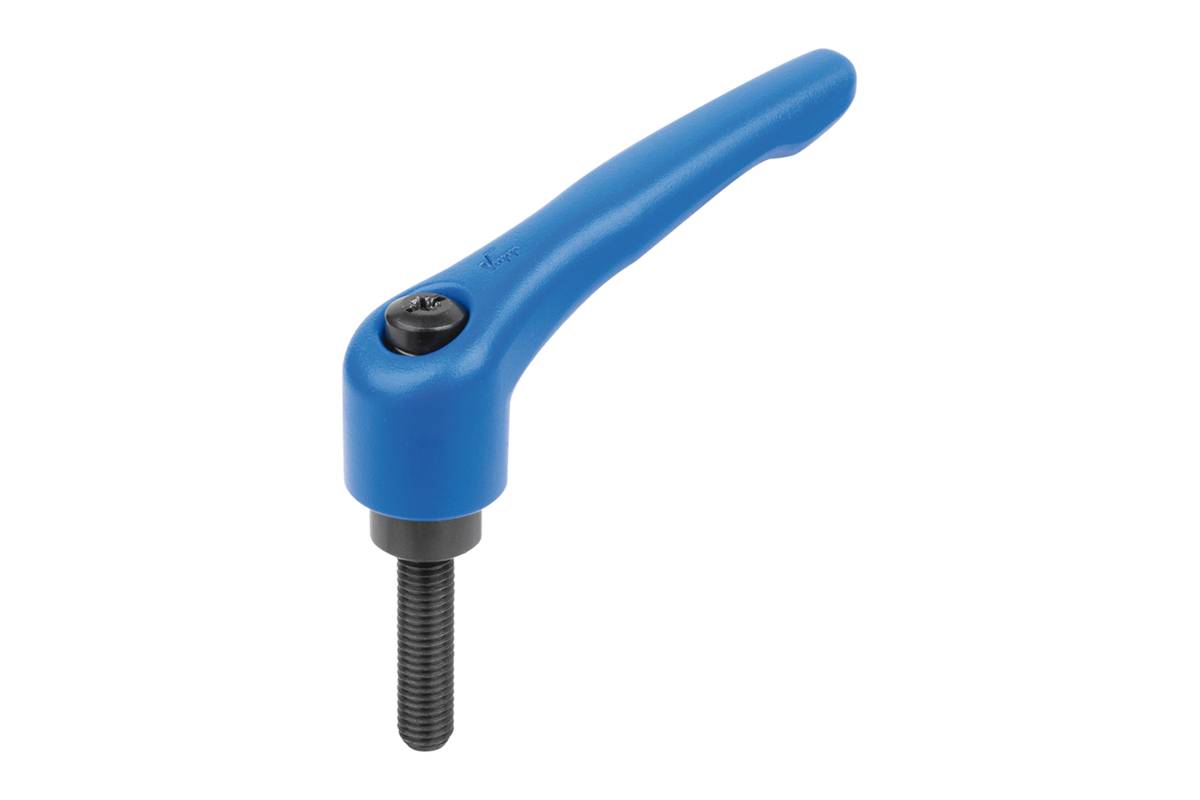 Norelem 06460-9AD186X25, Klemmhebel Zink, verkehrsblau RAL 5017, strukturmatt-0