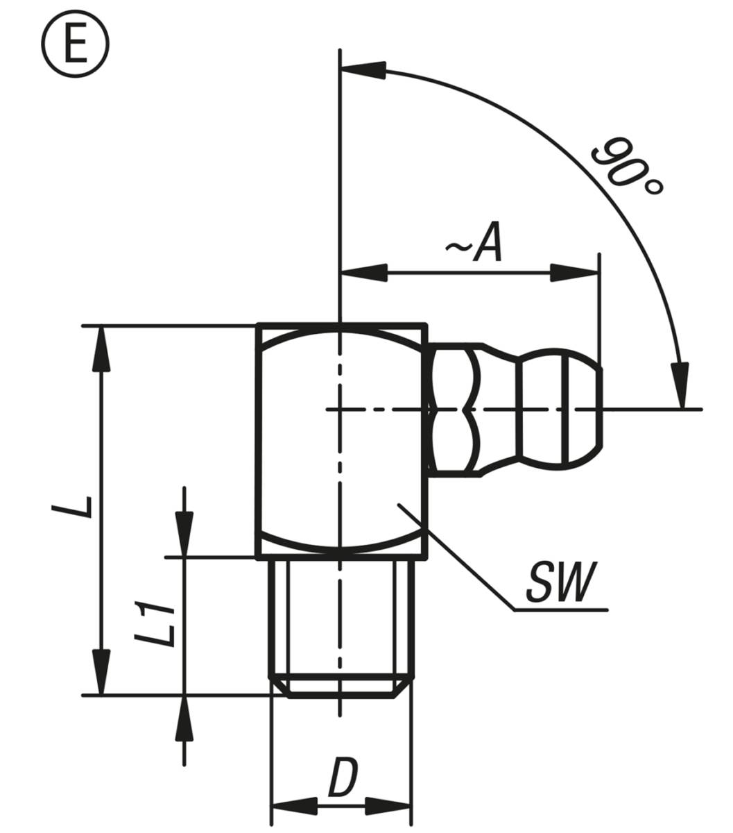 Norelem 97940-1508100, Kegelschmiernippel abgewinkelt 90°, Stahl-1