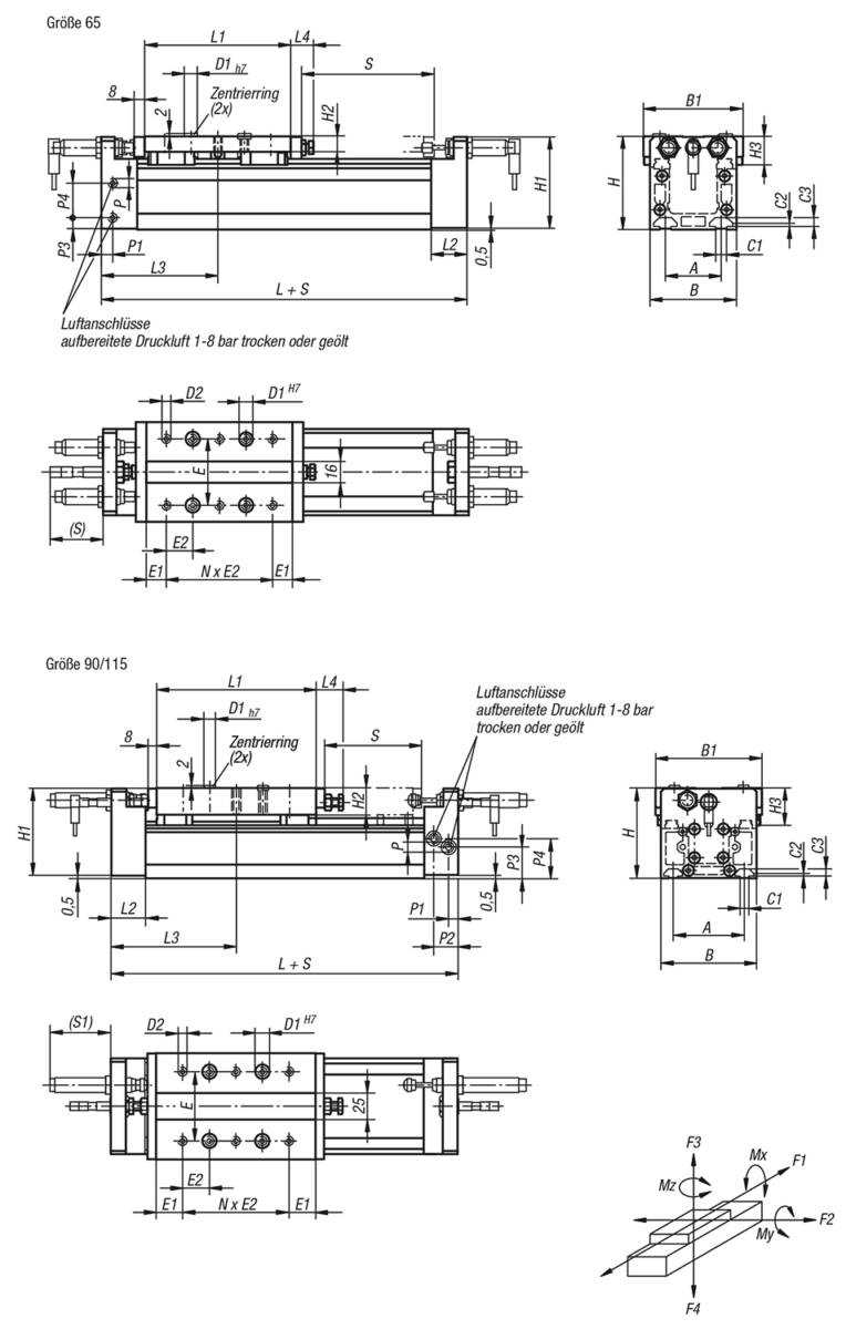 Norelem 20200-1065X0500, Portalmodule pneumatisch, Aluminium-1