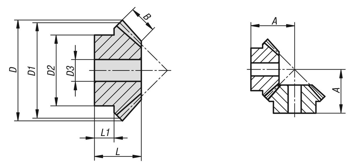 Norelem 22430-015110030, Kegelrad gerade, Stahl, blank-1