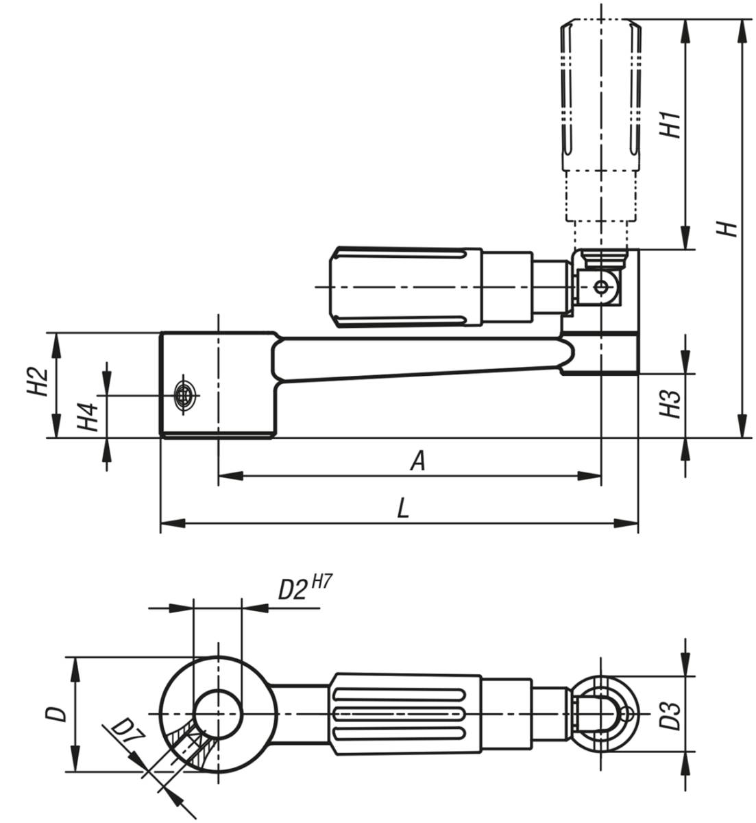 Norelem 06503-1314, Handkurbel Passbohrung, Alum., schwarz-1