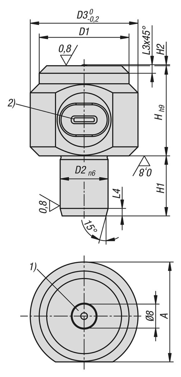 Norelem 02015-1630, Auflagebolzen mit Auflagesensor, Vergütungsstahl-1