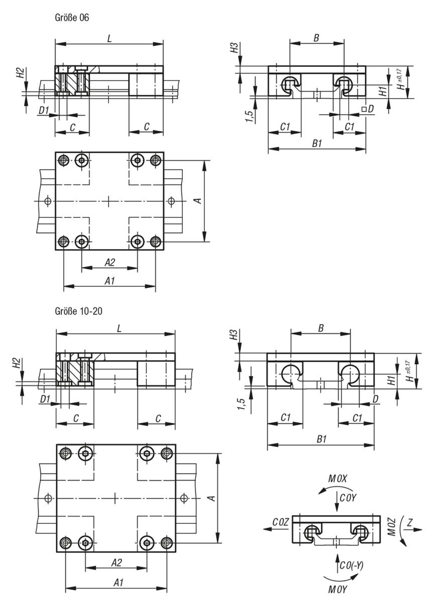 Norelem 21240-1600100, Führungswagen Aluminium-1