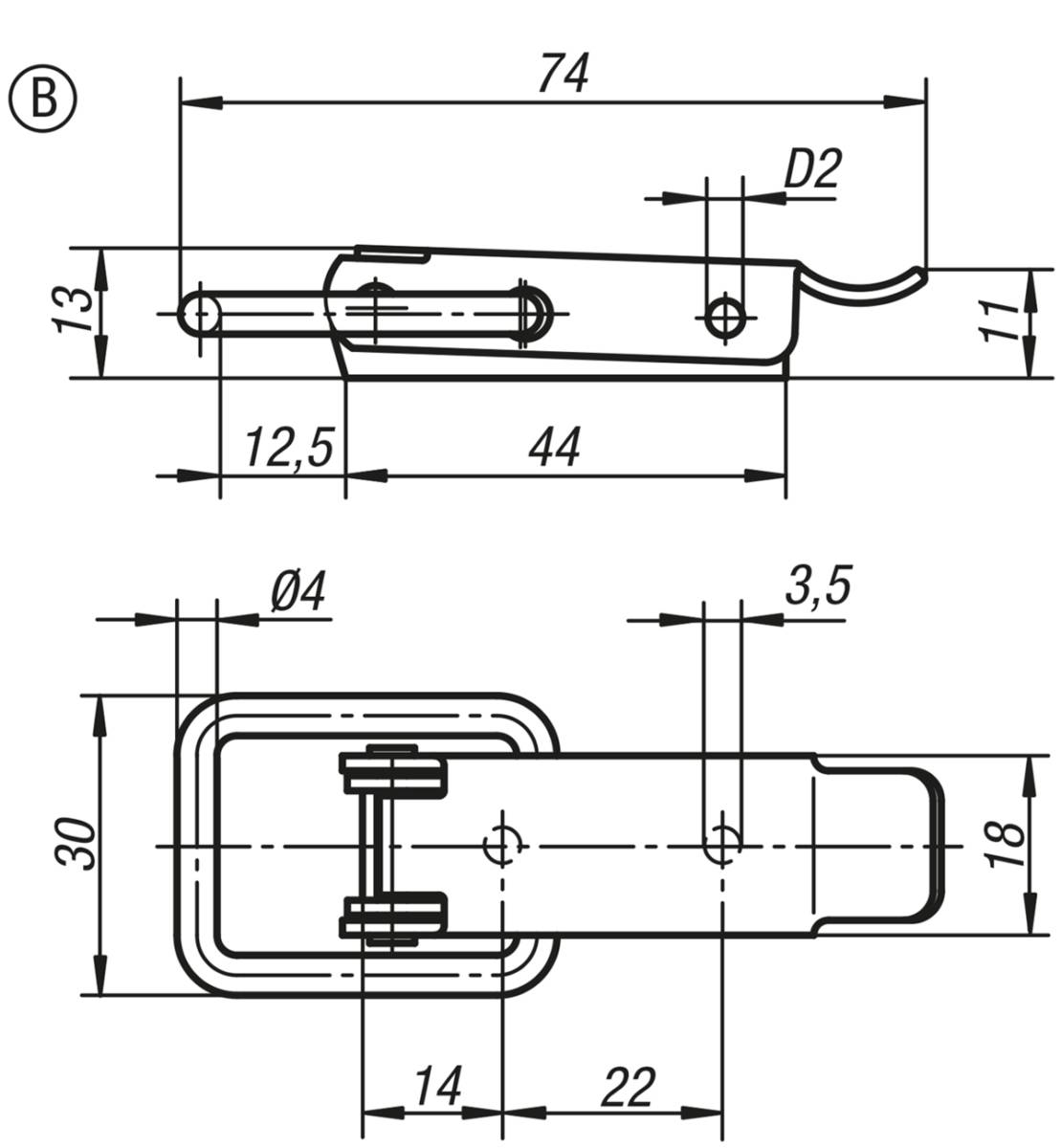 Norelem 05530-2350742, Spannverschluss mit Spannbügel, Edelstahl, blank-1