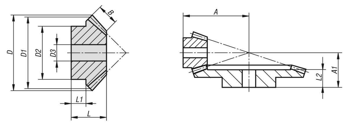 Norelem 22430-025130015, Kegelrad gerade, Stahl, blank-1