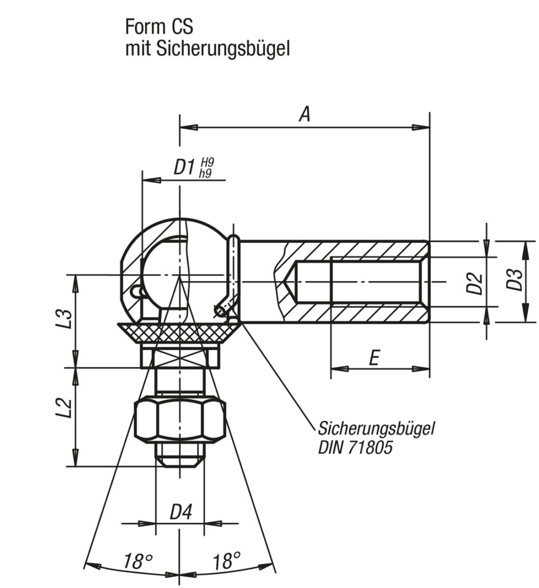 Norelem 27650-113082, Winkelgelenk mit Dichtkappe, Edelstahl, blank-1