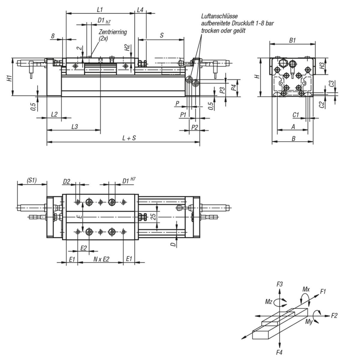 Norelem 20200-2090X0500, Portalmodule pneumatisch, Aluminium-1