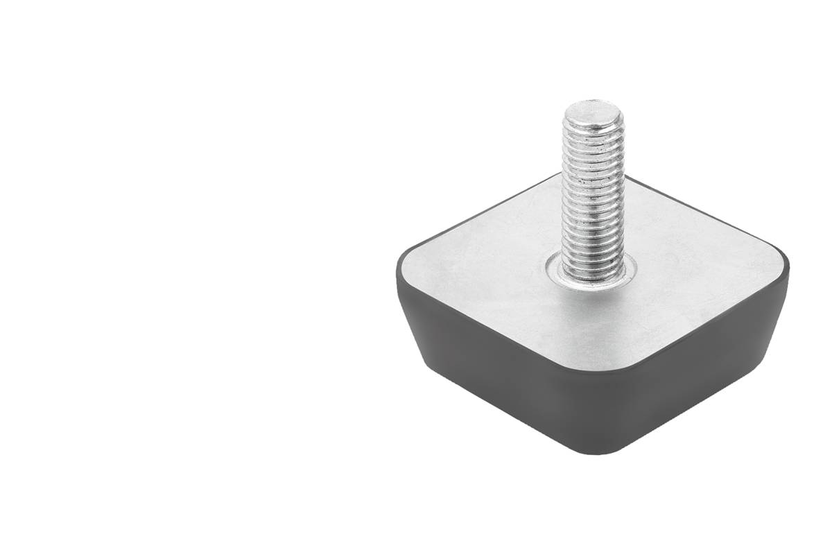 Norelem 26117-05002057, Gummipuffer viereckig, Stahl, verzinkt-0
