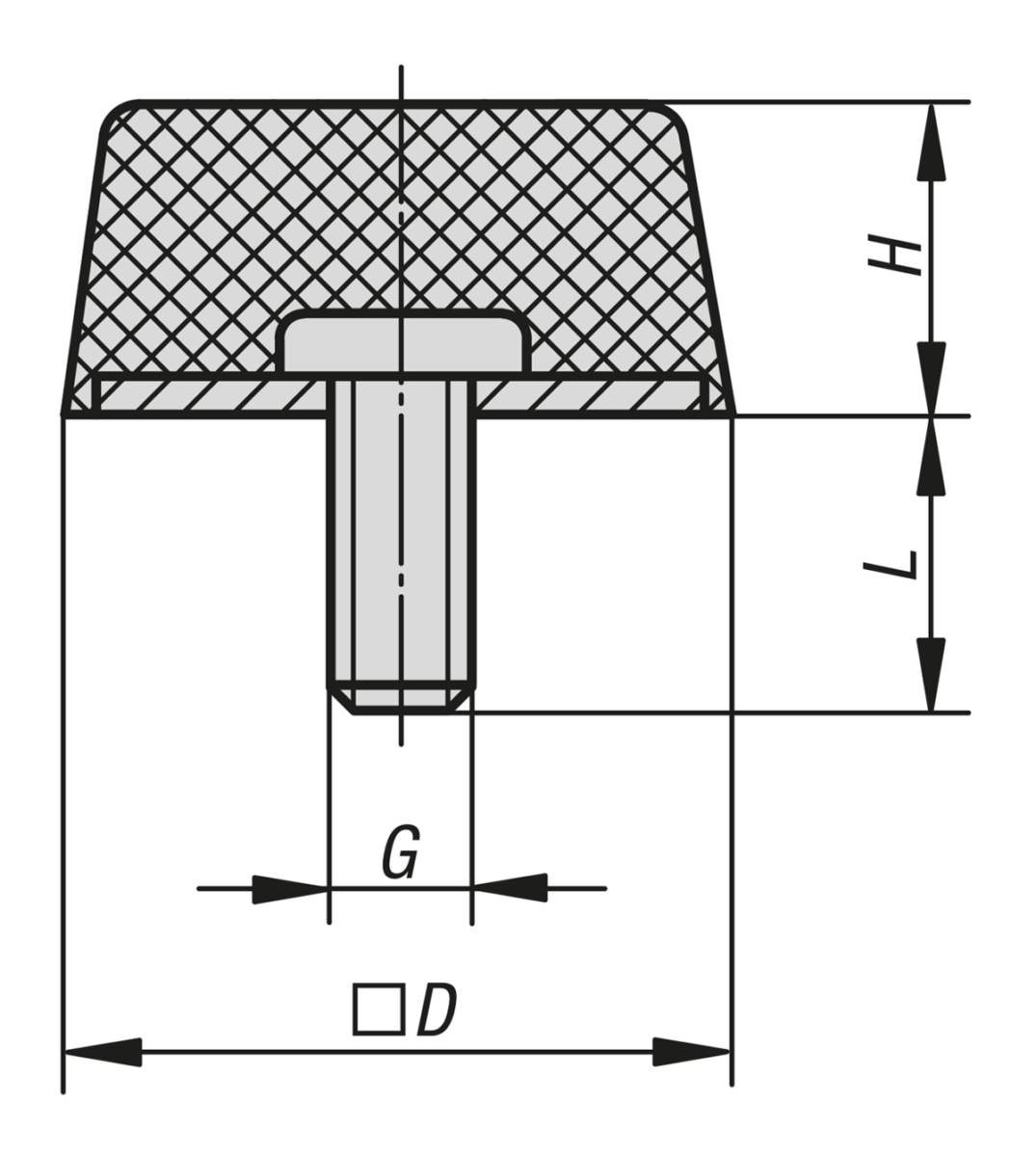 Norelem 26117-05002057, Gummipuffer viereckig, Stahl, verzinkt-1