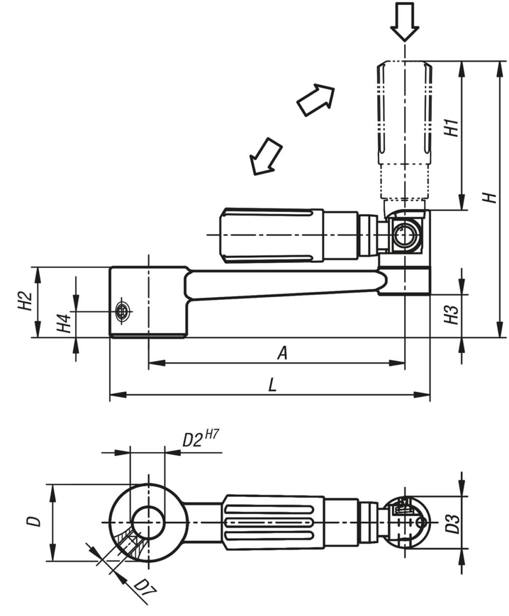 Norelem 06504-1110, Handkurbel Passbohrung, Alum., schwarz-1