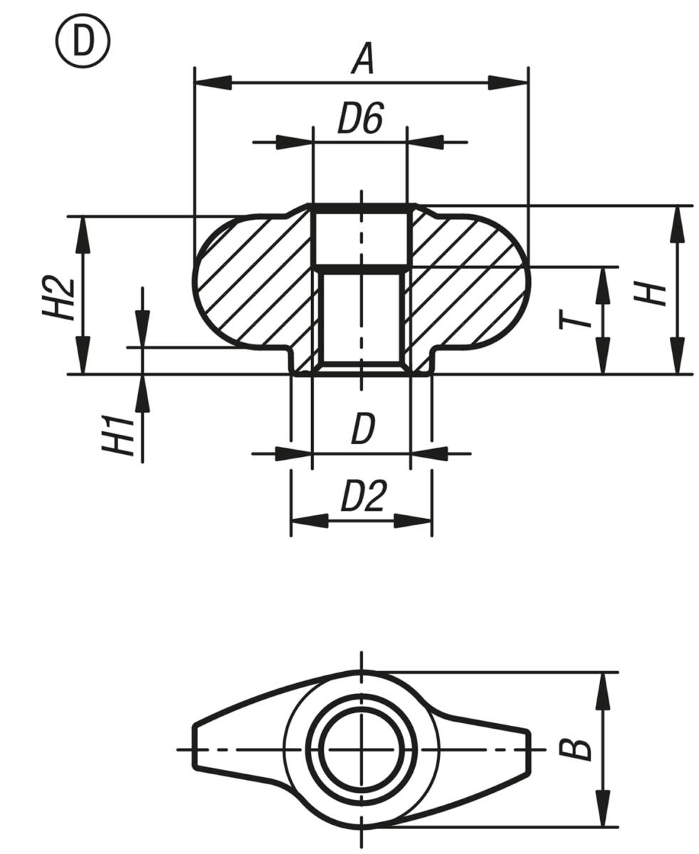 Norelem 06652-10-4280411, Flügelgriff Miniwing, Edelstahl, gestrahlt-1