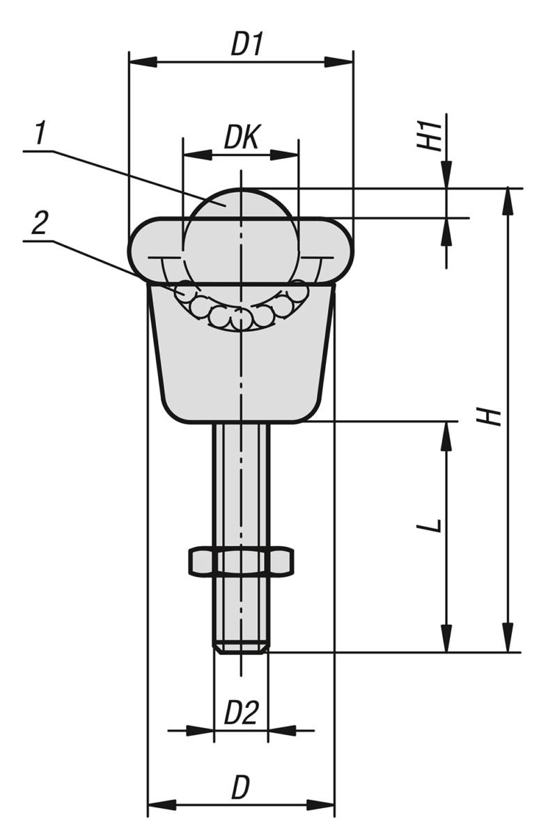 Norelem 95182-01-190820, Kugelrolle Edelstahl, blank-1