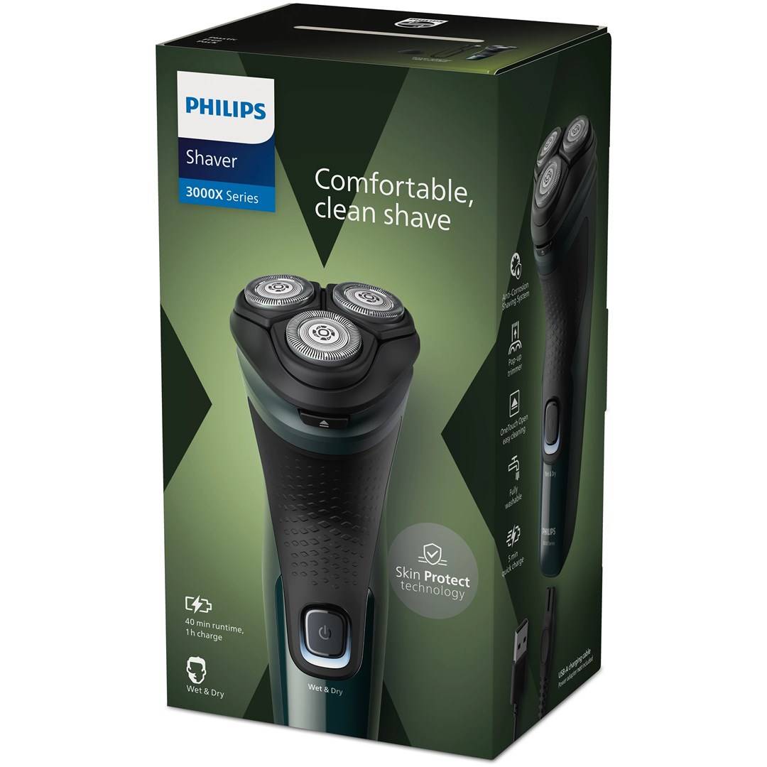 Shaver 3000X Series X3002/00 Elektrischer Nass- und Trockenrasierer, Rotationstr-1