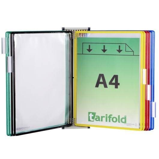 Tarifold Sichttafelsystem mit magnetischer Wandhalterung, 10 Sichttafeln DIN A4