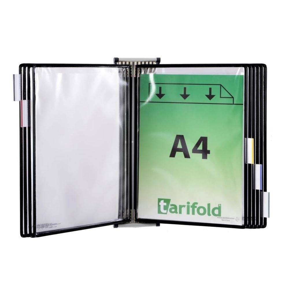 Tarifold Sichttafelsystem mit Wandhalterung, 10 Sichttafeln DIN A4 schwarz-0