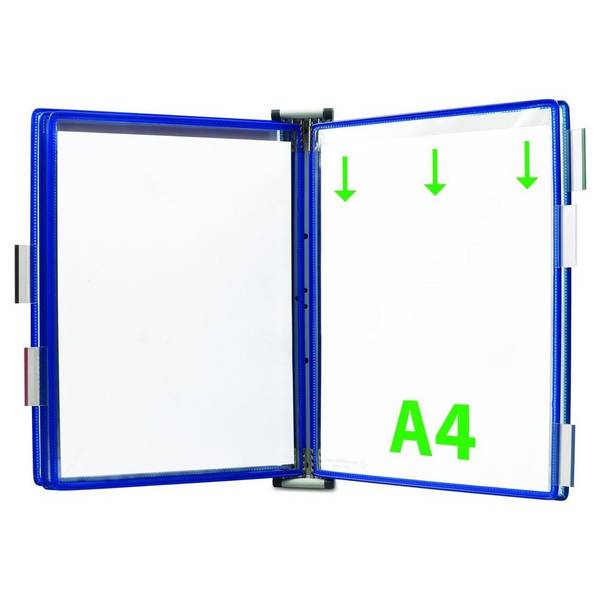 Tarifold Sichttafelsystem mit Wandhalterung, 5 Sichttafeln DIN A4, blau