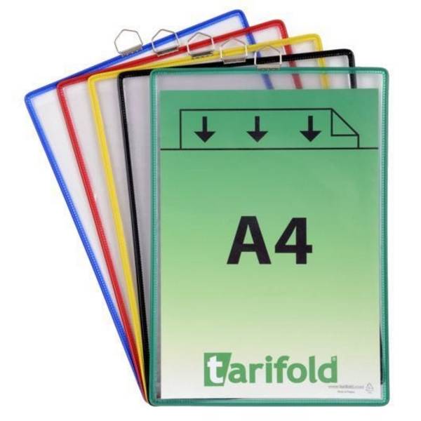 Tarifold Aushangsichttafel mit Metallöse, DIN A4, farblich sortiert, 5 Stück