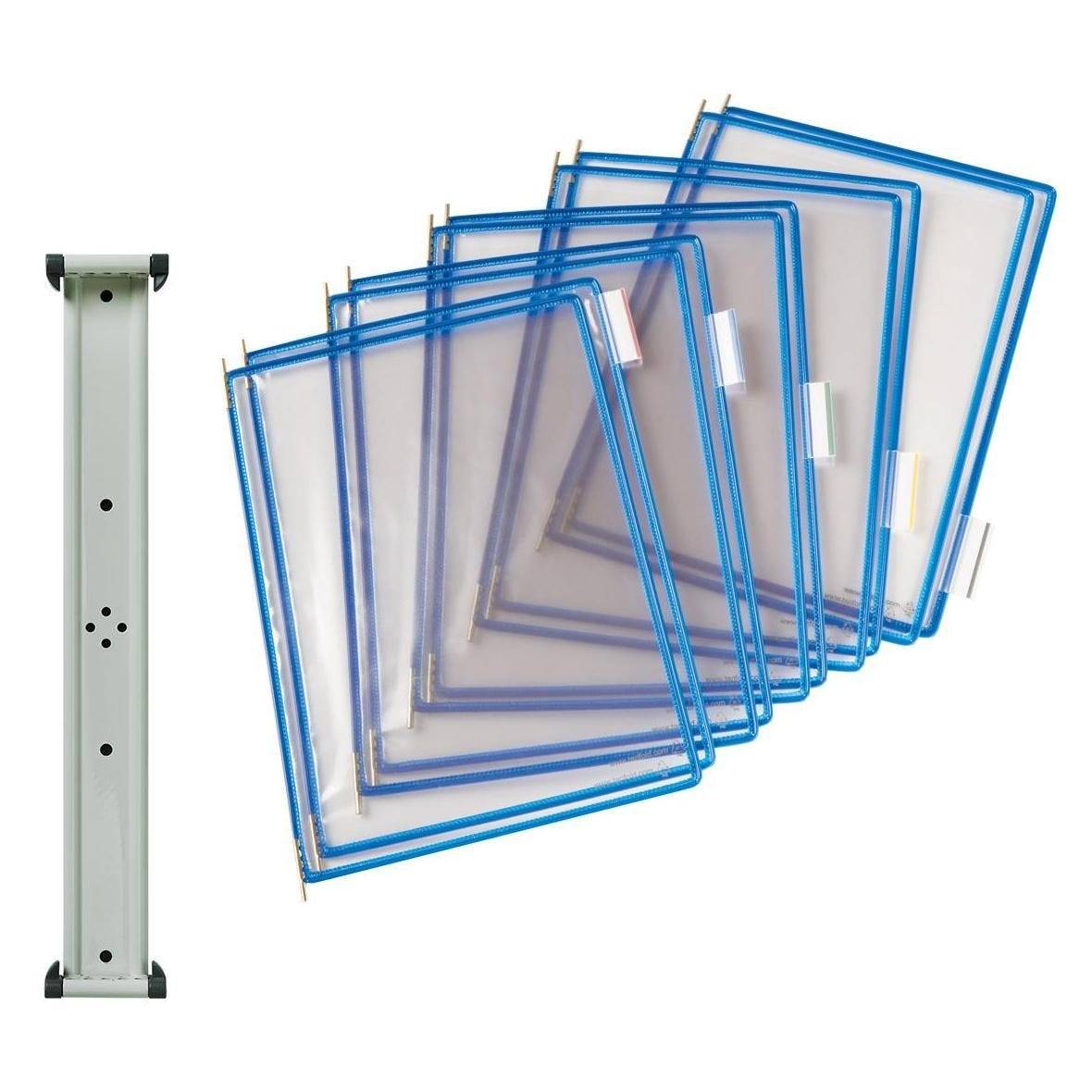 Tarifold Sichttafelsystem mit magnetischer Wandhalterung, 5 Tafeln DIN A4, blau-0