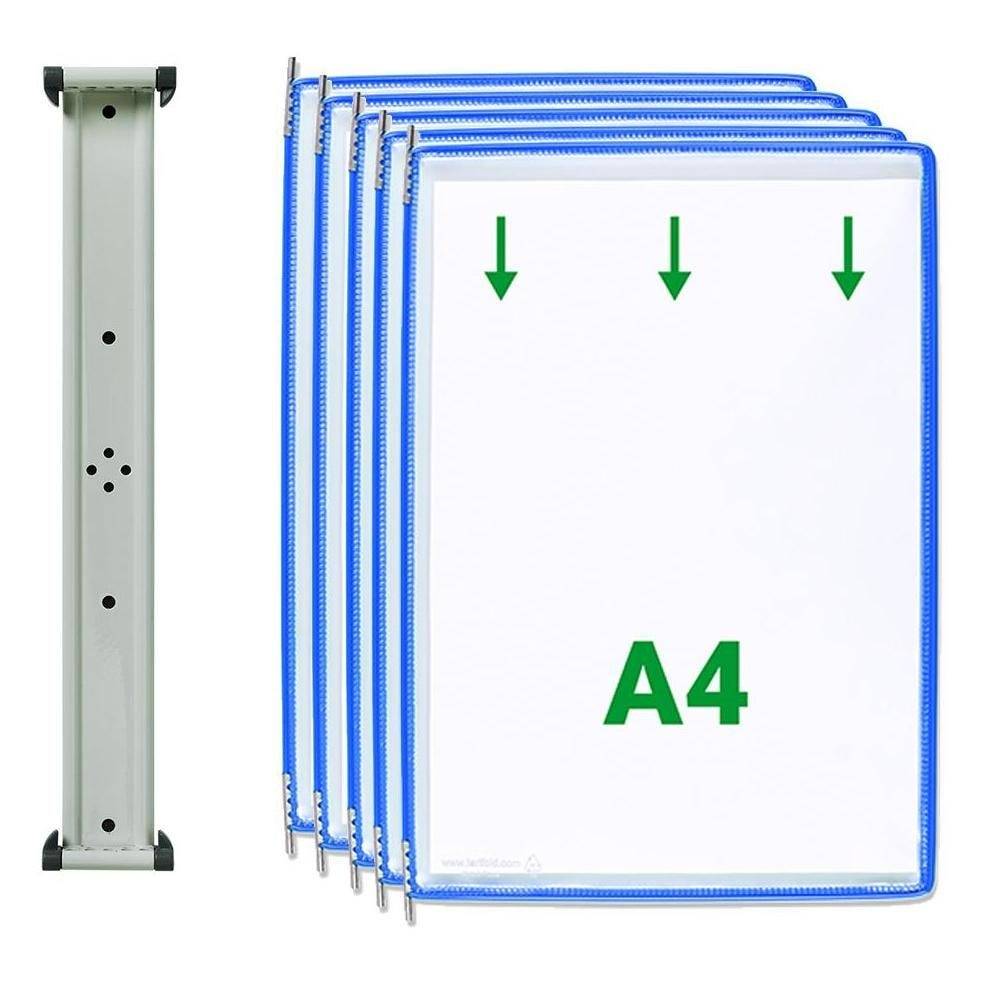 Tarifold Sichttafelsystem mit magnetischer Wandhalterung, 5 Tafeln DIN A4, blau-1