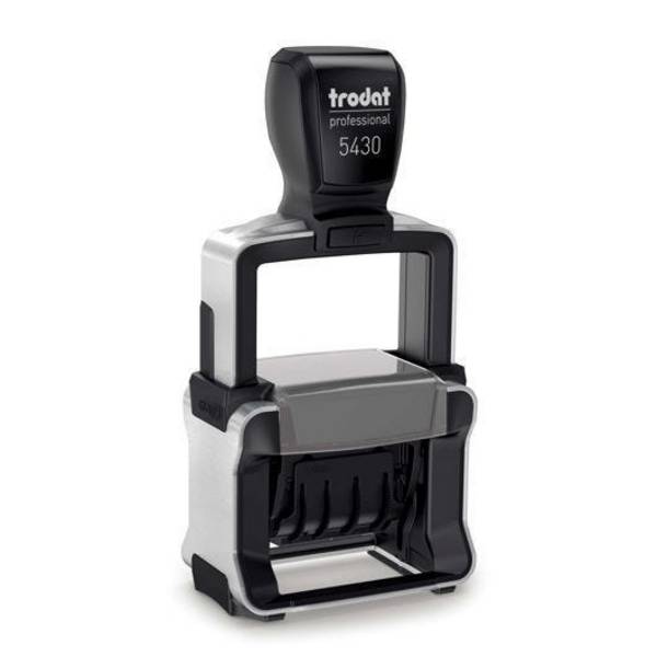Trodat Professional Dater 5430/L, Datumstempel mit Texten , Abdruck 41x24 mm, blau/rot