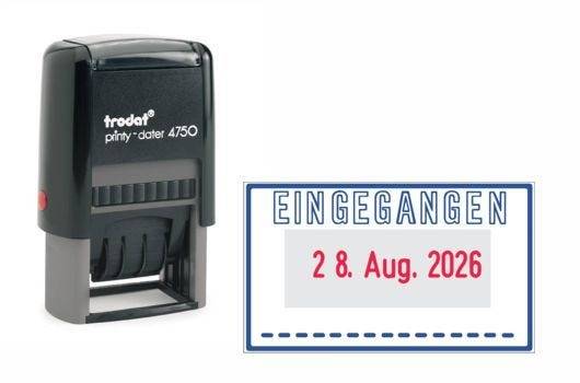 Trodat Printy Dater 4750/L, Datumstempel mit Text BEZAHLT, Abdruck 41x24 mm, blau/rot-1