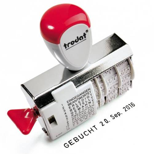 Trodat Classic D1117, Wortbandstempel mit Datum, 12 Texte, Abdruck 4 x 56 mm-2