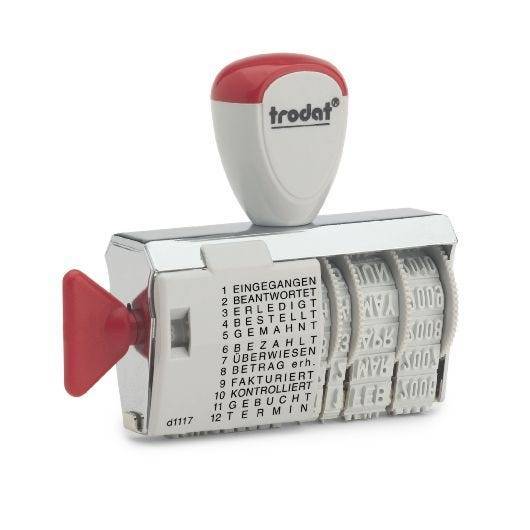 Trodat Classic D1117, Wortbandstempel mit Datum, 12 Texte, Abdruck 4 x 56 mm-3