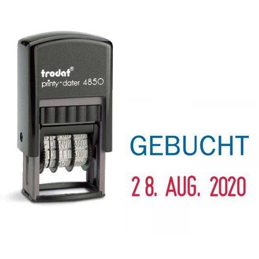 Trodat Printy Dater 4850L, Datumstempel mit Text GEBUCHT, Abdruck 25 x 14 mm, blau/rot-0