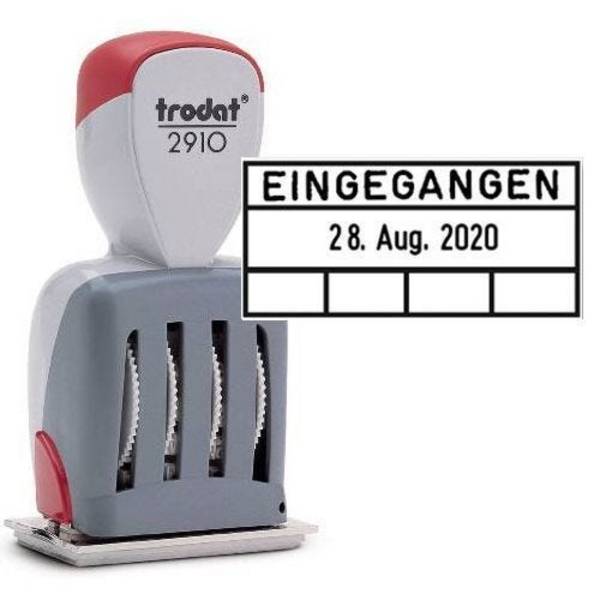 Trodat Classic 2910/P04-C6, Datumstempel mit Standardtext "EINGEGANGEN", Abdruck 54 x 30 mm