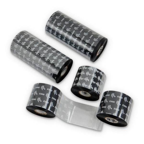 Zebra 2300 Wachs-Farbband, schwarz, 84 mm x 74 m, Kern-Ø 12,7 mm, Box mit 12 Farbbandrollen