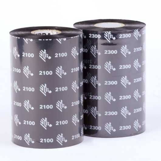 Zebra 2100 Wachs-Farbband, schwarz, 110 mm x 450 m Kern-Ø 25,4 mm, Box mit 12 Farbbandrollen