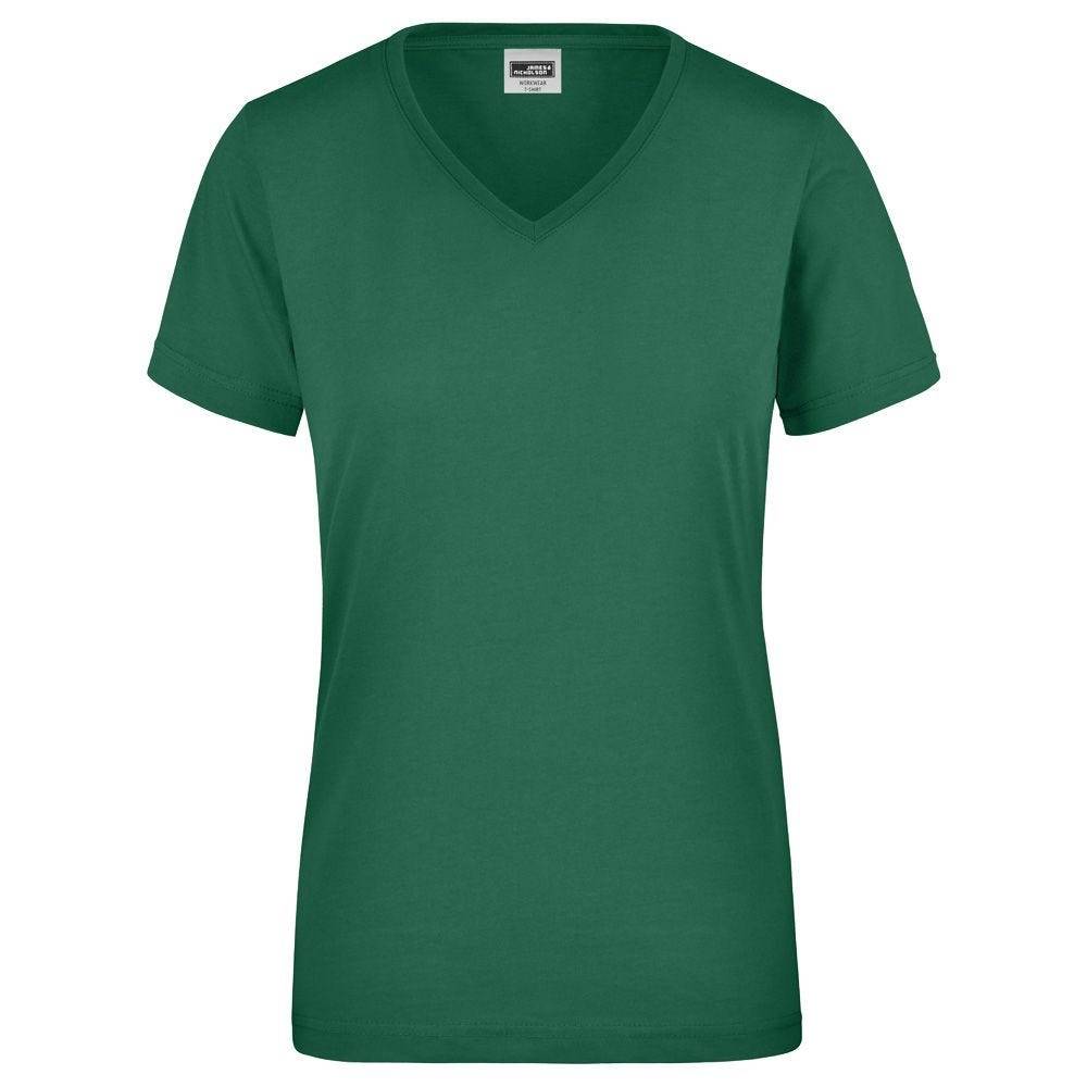 T-Shirt für Damen, Arbeitsshirt, grün, Größe M, V-Ausschnitt, leicht tailliert-0