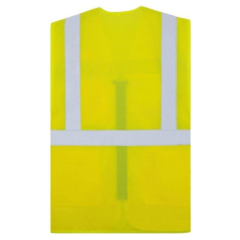 Mesh Multifunktionsweste, Signal-Gelb, Größe M, Warnweste mit Reißverschluss und Taschen-1