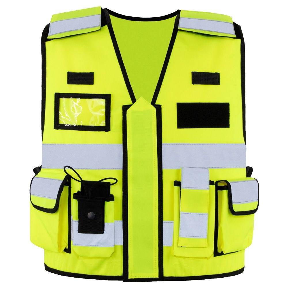 Signalweste, Einsatzweste, gelb, Größe 2XL/4XL, verstellbar, Multifunktional mit Taschen-0